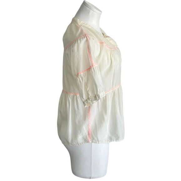 J. Crew Women's Ivory Blouse Size 2 Short Sleeve Casual Top - Picture 3 of 8